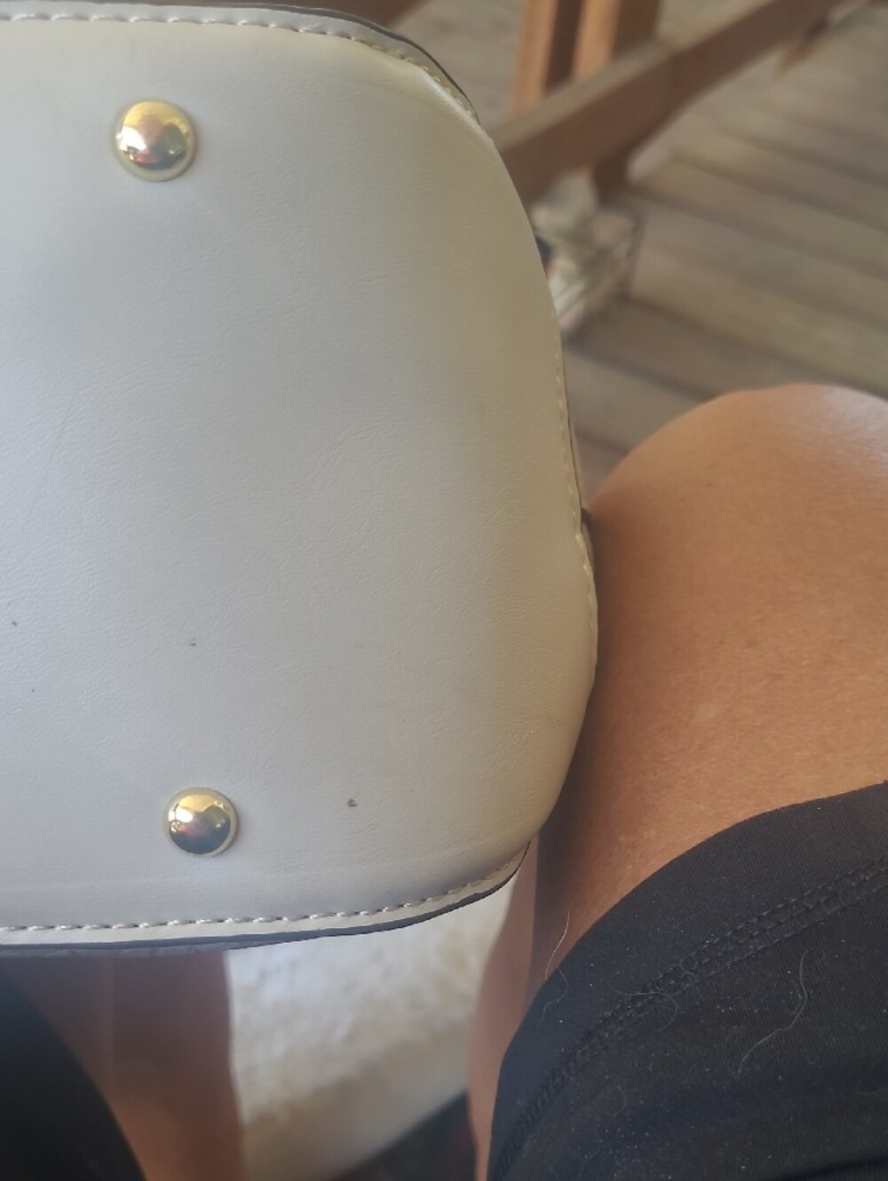 London Fog Cream Croc-Embossed Satchel with Gold Hardware - Picture 11 of 11